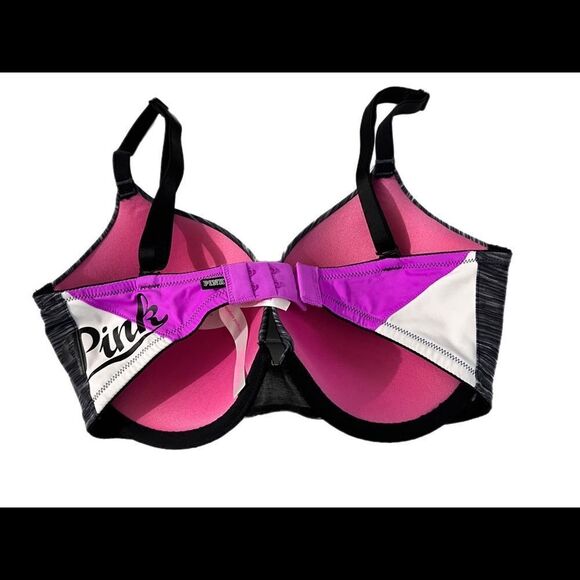 Victoria’s Secret Pink wear everywhere Push Up Padded Pink Logo Bra 32DD - Picture 4 of 5